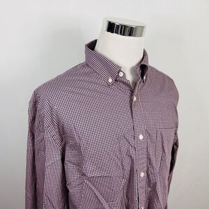 Charles Tyrwhitt XL Slim Fit Non Iron Shirt Pink Blue Plaid Cotton Button Down